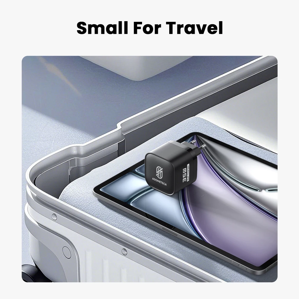 Chargeur USB C GaN ASOMETECH 35W avec câble rétractable de Type C 3 USB PD3.0 QC3.0 PPS chargeur USB rapide pour iPhone 17 iPad Samsung