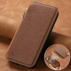 S25 S24 Ultra S23 FE 5G Magnet Leather Zipper Card Case for Samsung Galaxy S25 Edge S 23 24 Detachable 2IN1 Wallet Book Funda