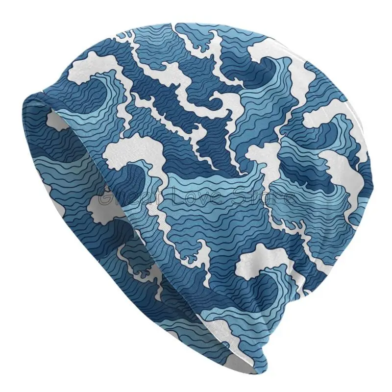 Japanese Sea Waves Beanie Hat Men Women Warm Bonnet Cap Unisex Knit Hats Headwear Skullies Beanies