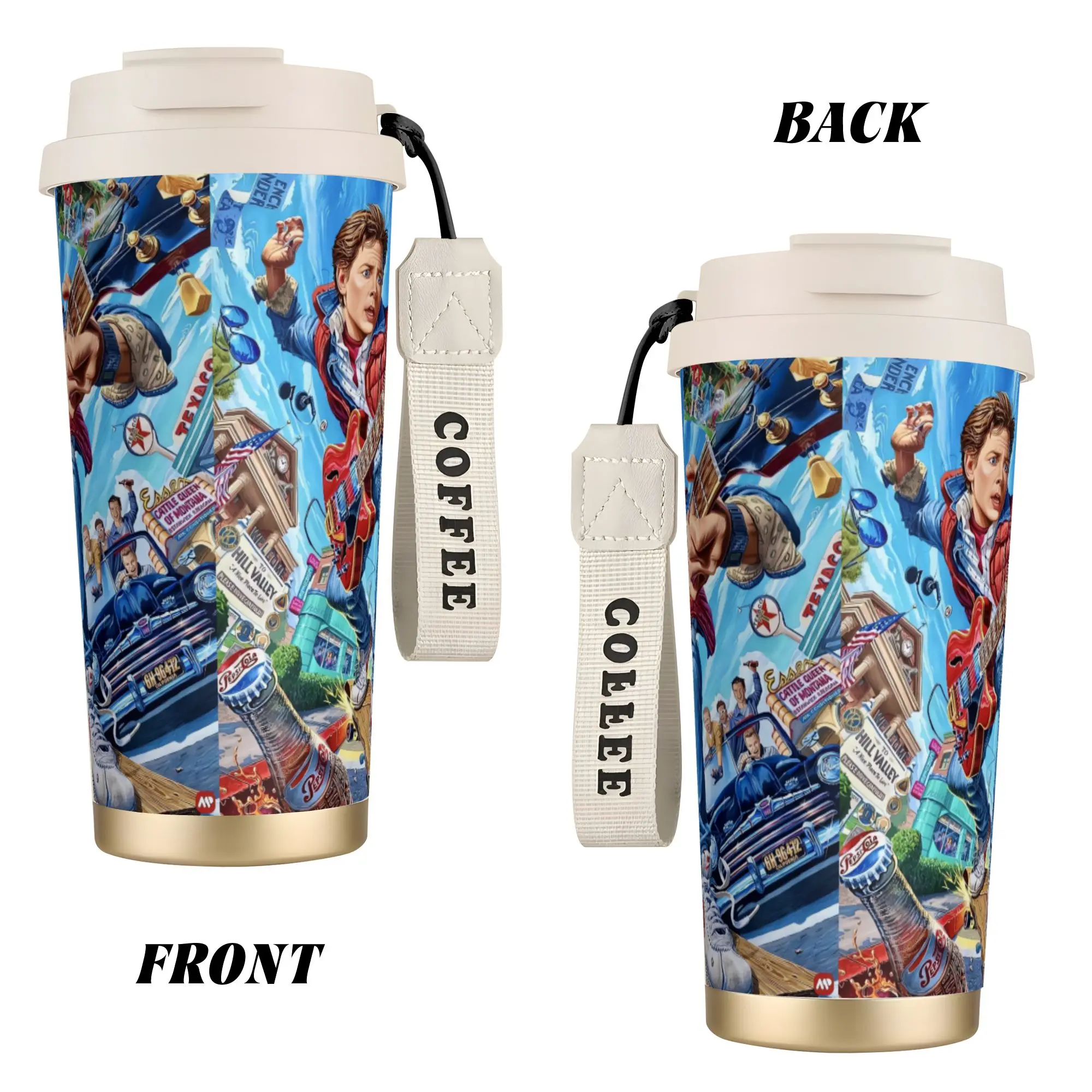 Stainless Steel Tumbler Back To The Future Car Mugs With Straws  Beach Hot Drinks Water Bottle Leakproof 20oz Coffee Cups