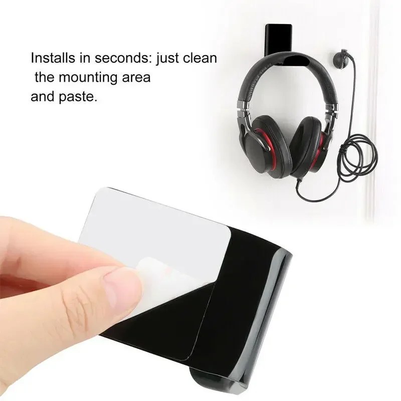 Headphone Holder Stand Adhesive Wall Mount Headphone Hanger Under Desk Computer PC Monitor Headphone Display Rack Hook Universal