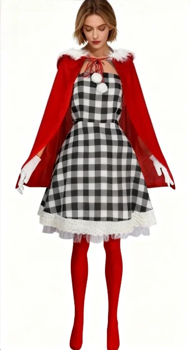 

Anime Cindy Lou Cosplay Costume Cindy Plain Dress Red Cloak Christmas Children's Adult Role-Playing Dress Full Set and Wig