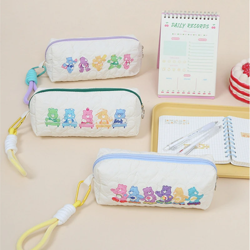 Ins Cartoon Care bears Handheld Makeup Bag Embroidered Wrist Bag Colorful Cute Bear Shoulder Bag Paired with Girl Toys Gifts