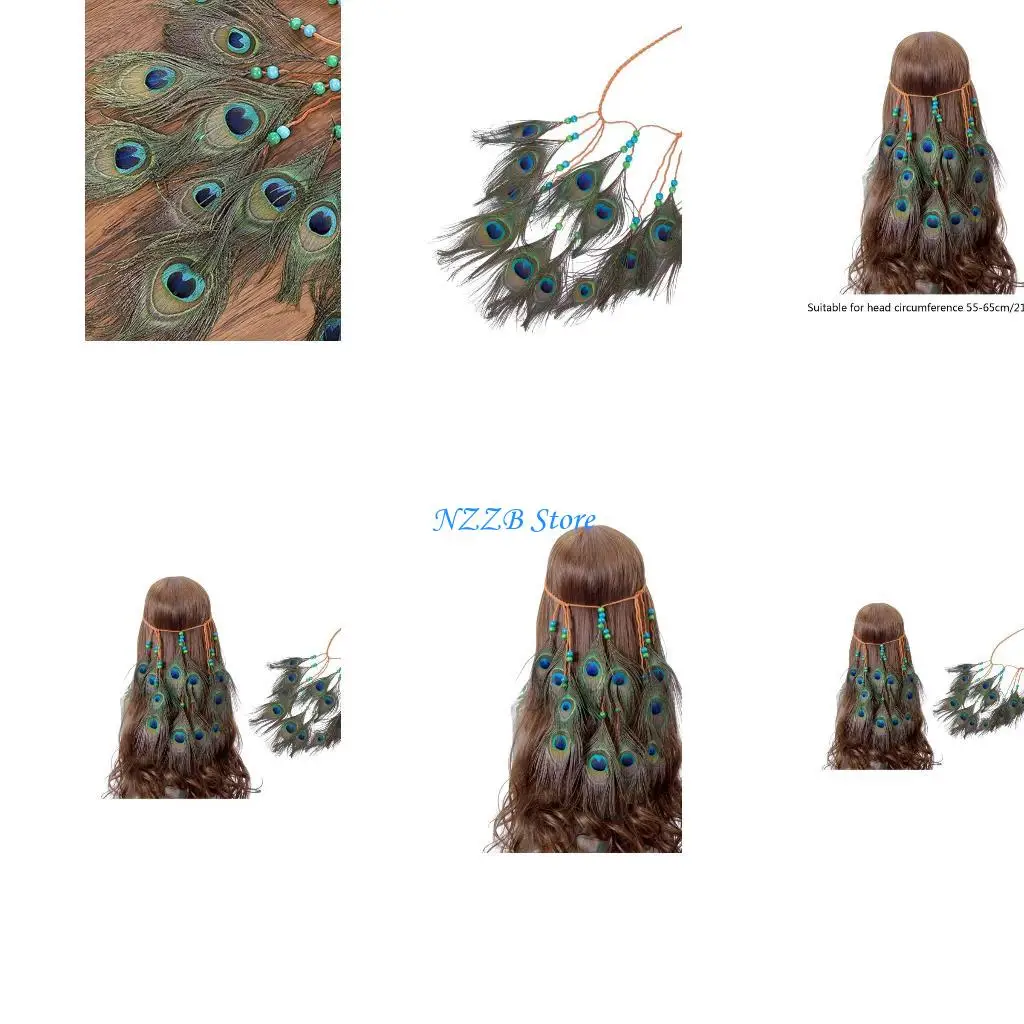 

T21F Girl Bohemia Hairband with Beads Woman Headband for Wedding Party