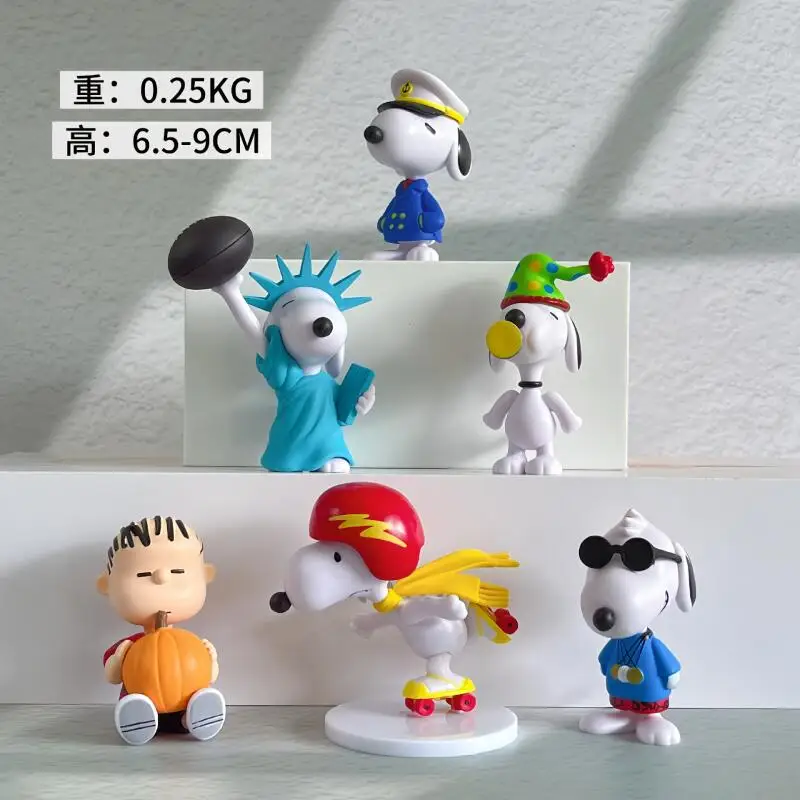 Six Styles Snoopy Cartoon Figurines Creative Home Ornaments Desktop Cake Decor Claw Machine Mini Dolls Wholesale Bulk Supply