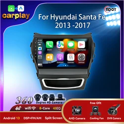 Car Radio Carplay Android Auto Wireless Bluetooth For Hyundai Santa Fe 2013 -2017 Multimedia Automotive Car Stereo Navigation 4G