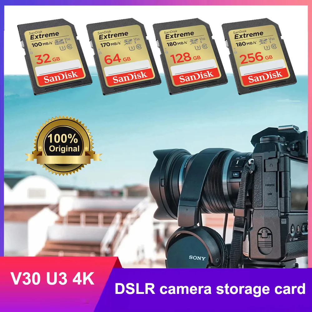 SanDisk Secure Digital Memory Card 256 ГБ 128 ГБ 64 ГБ SDXC 32 ГБ SDHC Камера SD Flash Карта памяти для цифровой зеркальной камеры Видеокамеры