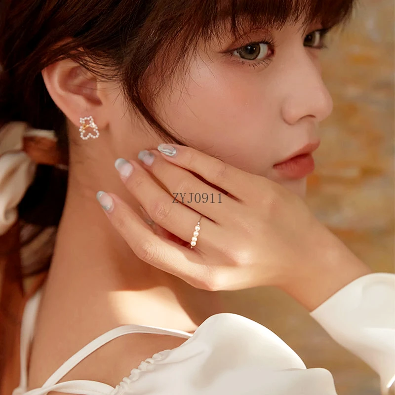 S925 حبة خاتم المرأة فضة خاتم ضوء الأزياء الفاخرة شخصية الذيل الدائري