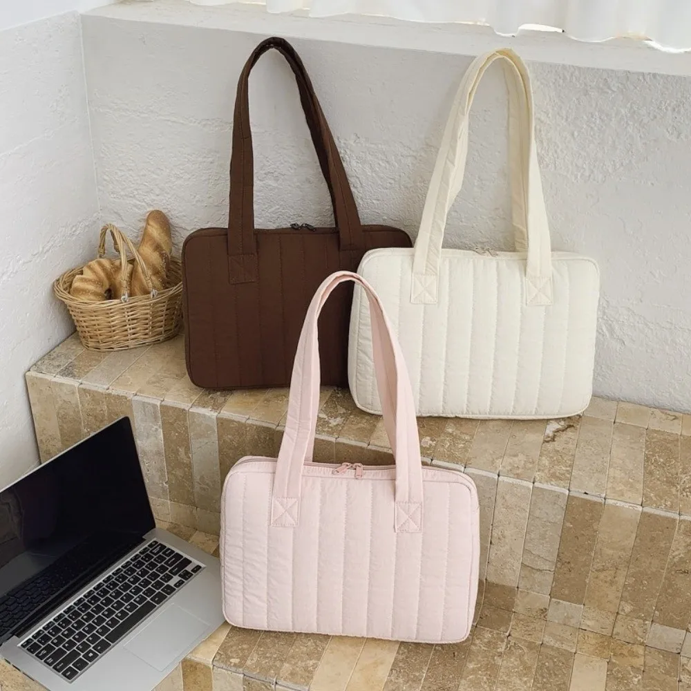 

Multi-purpose Laptop Shoulder Bag Large Capacity Solid Color Laptop Handbag 14 Inch Zipper Closure Laptop Protective Bag