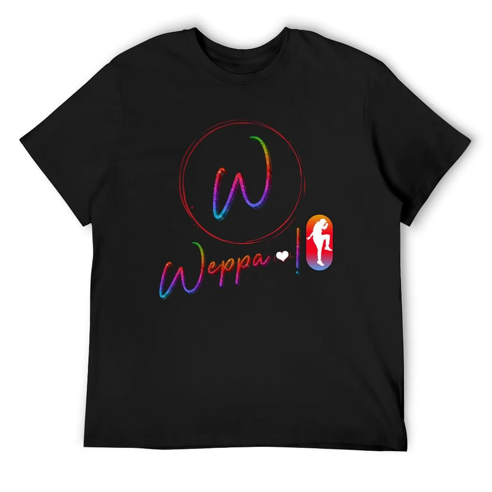 Logo of my fitness activity Weppa with personaje MULTICOLOR FONDO NEGRO T-Shirt boys whites blacks Short sleeve tee men