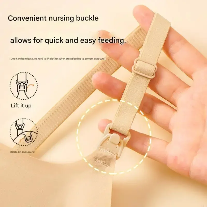 قميص داخلي ناعم للرضاعة من نسيج النايلون الحراري، مريح ومشبك للأسفل، مريح للحمل وبعد الولادة 15UB #4