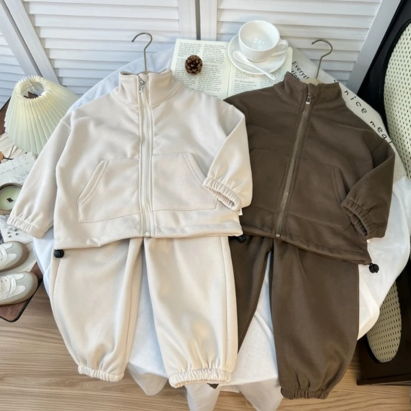 

Children Baby Clothing Sets Winter Fleece Casual 2 PCS Child Sets Sport Suit for Girls Boys Cotton Clothes Coat+Pants 1-6 Yrs