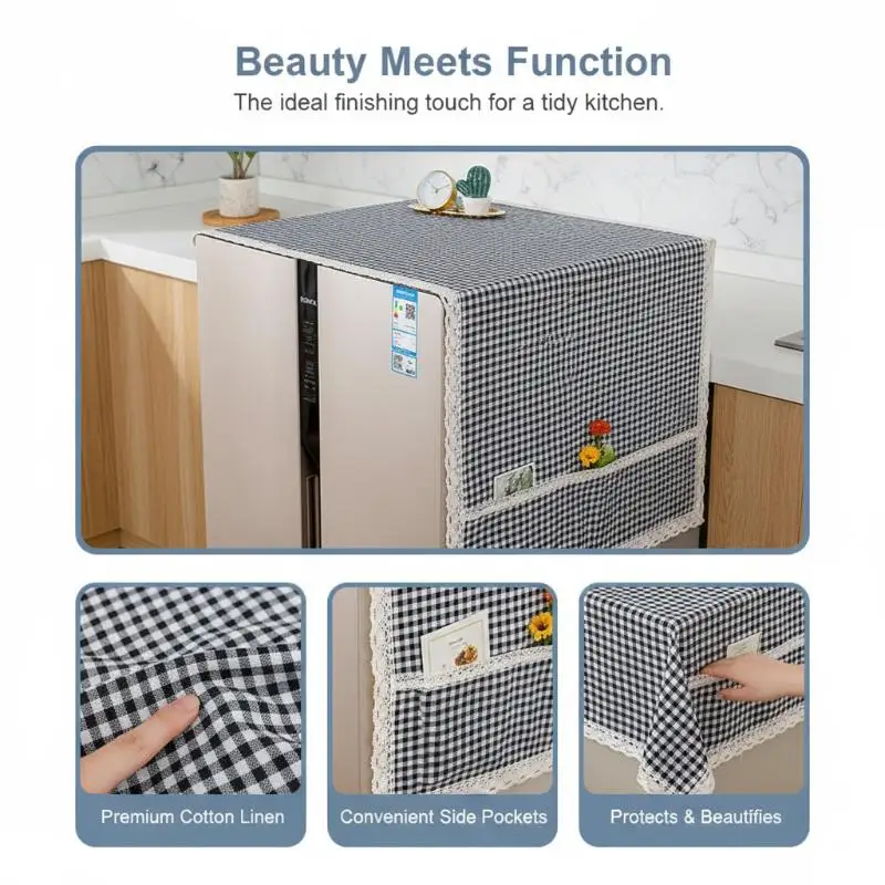 

Dust Cover Nordic Style Refrigerator Dust Cover Multi Purpose Household Appliance Dust Cover With Storage Bag Single-door Type