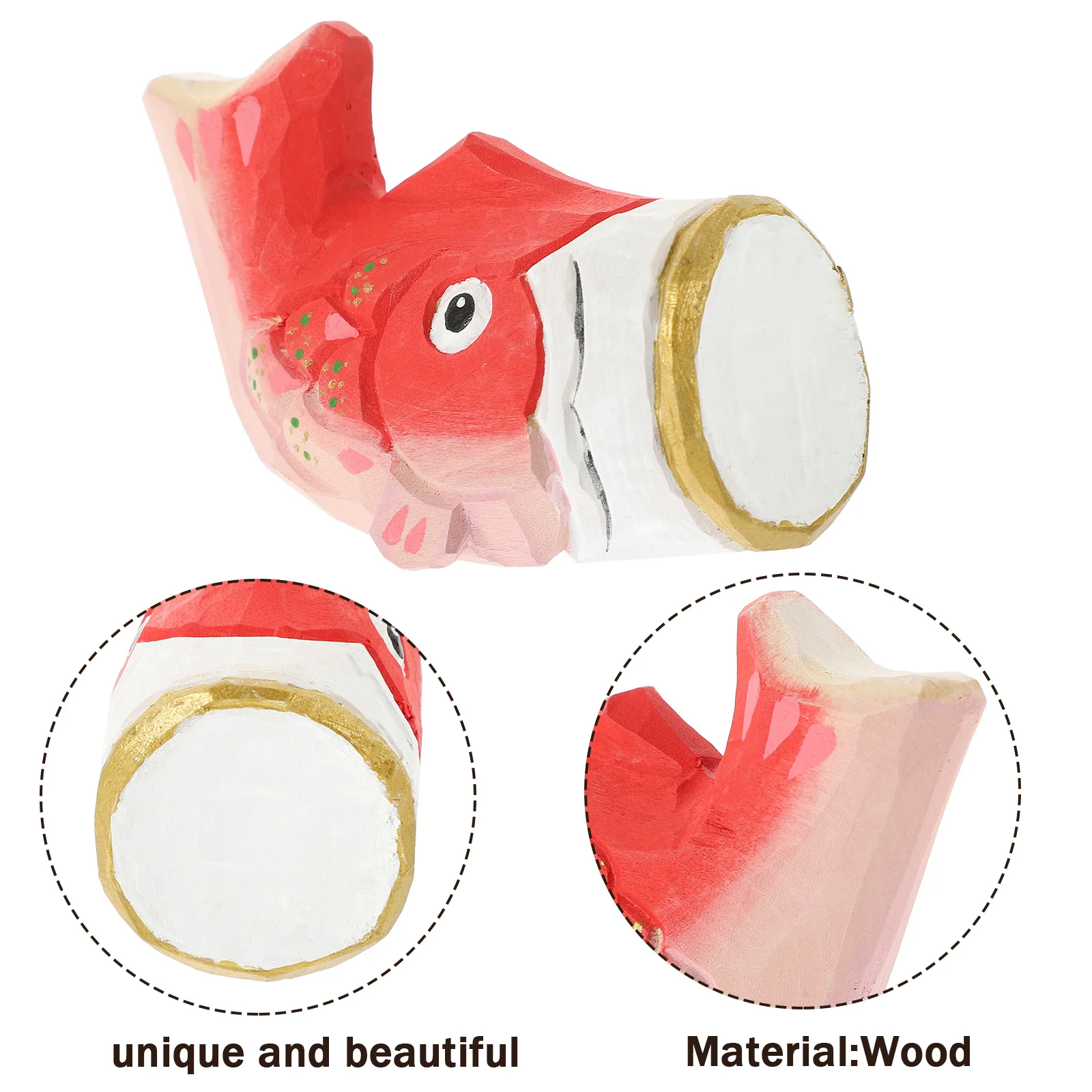 

Small Red Koi Statue Hand Carved Wooden Fish Decor For Home Office Desktop Tabletop Mantel Shelf Farmhouse Modern Coastal Gift