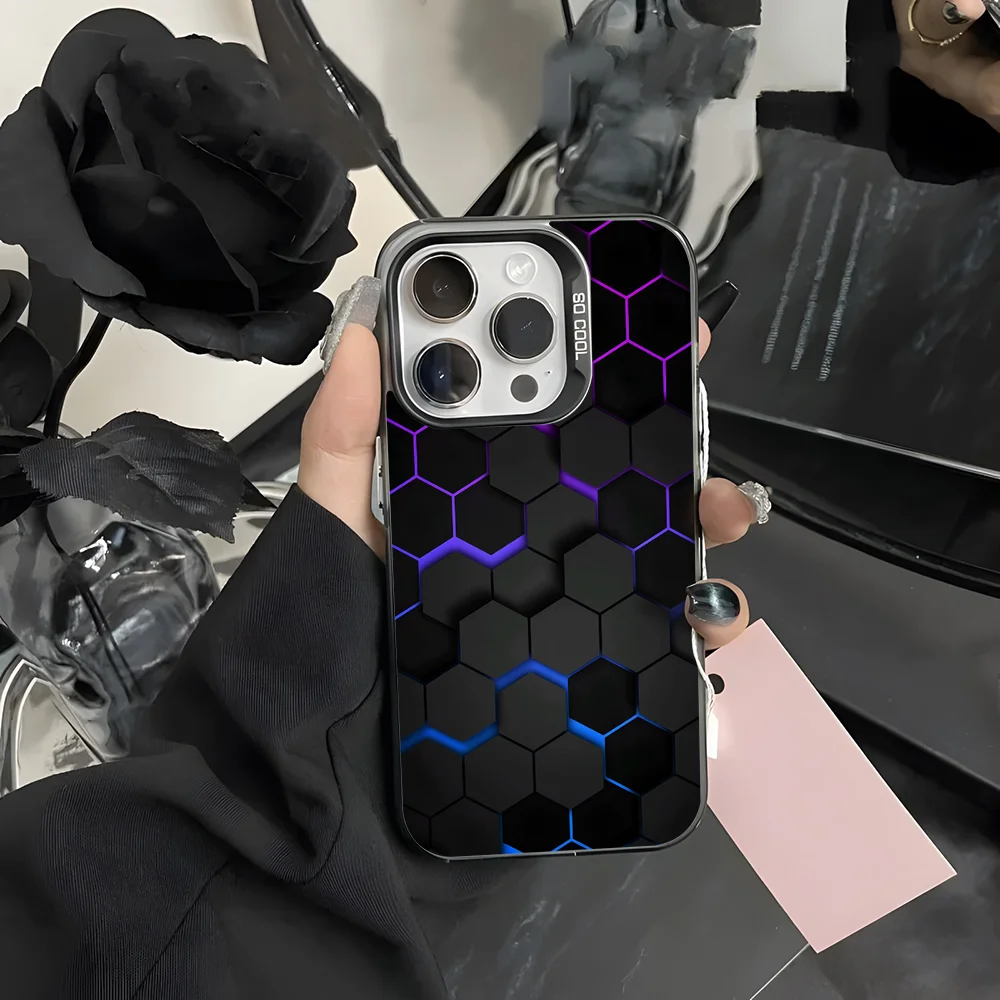 

Fashion Honeycomb Block Phone Case For iPhone 16 15 14 13 12 11 Pro Max Grey Black Matte Ultra-thin Soft Candy Abrazine Funda