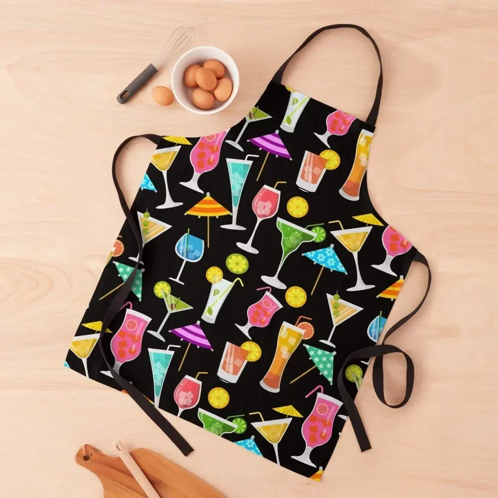 

Cocktail Happy Hour Party Time Pattern Apron Household Items Useful Things For Home And Kitchen Kitchen accessories Apron