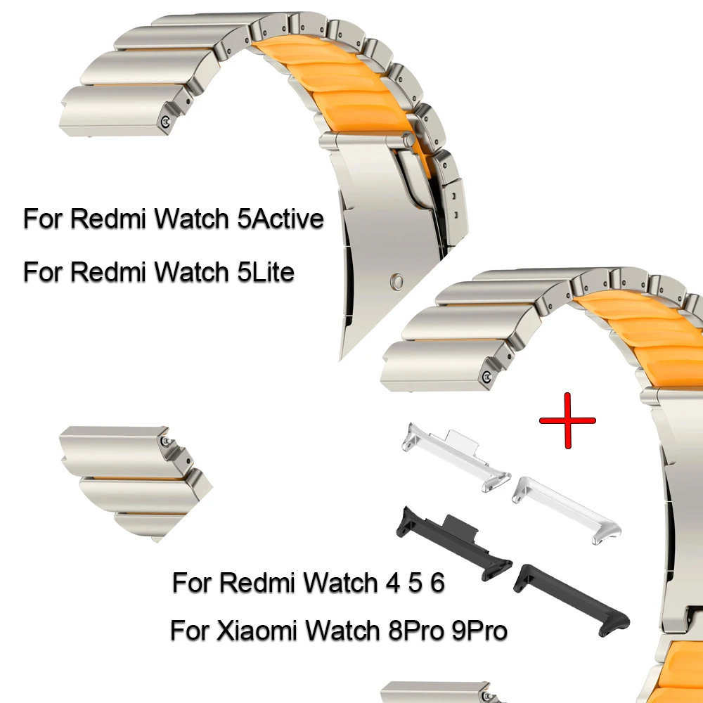 22mm Titanium Band for Redmi Watch 6 5 4 Strap for Redmi Watch 5Active Silicone Metal Correas Belt for Miband 9Pro 8Pro Bracelet
