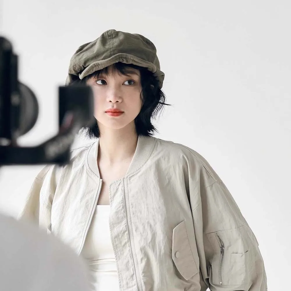 

Asymmetric Cloud Beret Cap Big Head Circumference Japanese Style Retro Octagonal Hat Street Style Solid Color Women Artist Hat