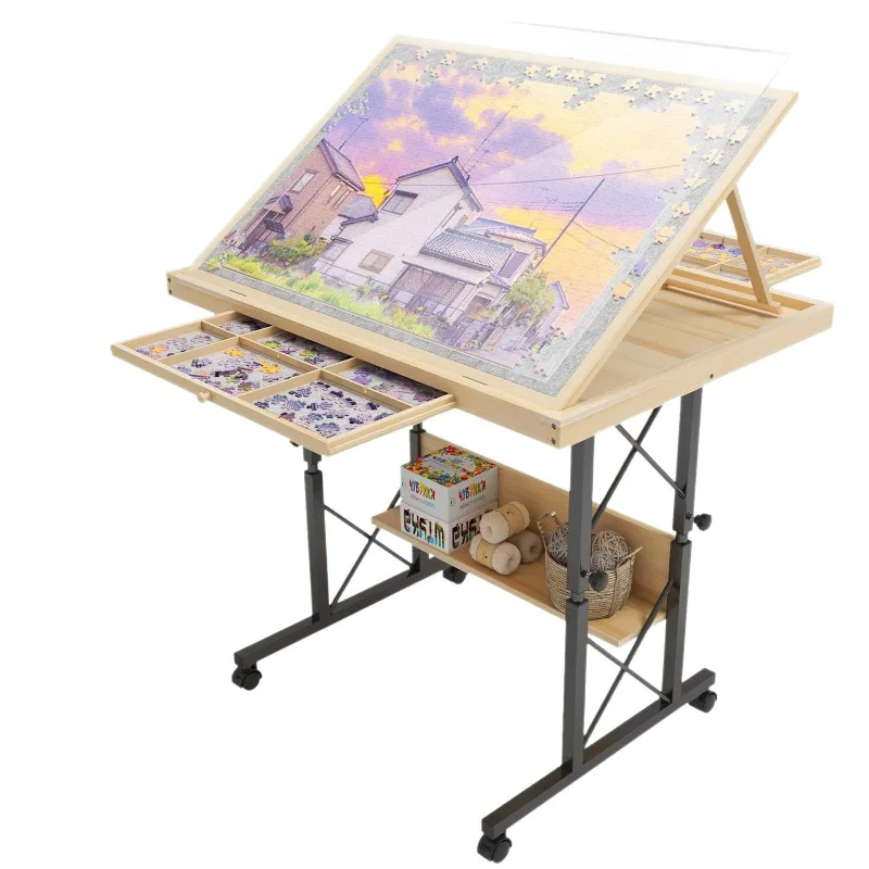 

Adjustable height Movable puzzle board Children's puzzle toy game table Multifunctional building block table