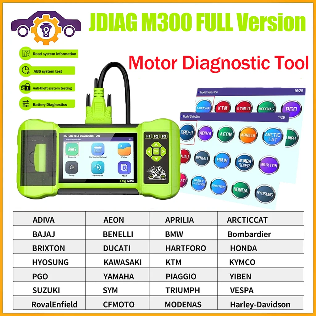 2024 New JDiag M300 Motorcycle Diagnostic Scanner Helps the Technician to Diagnose Problems and Make Repairs Faster M100PRO M200