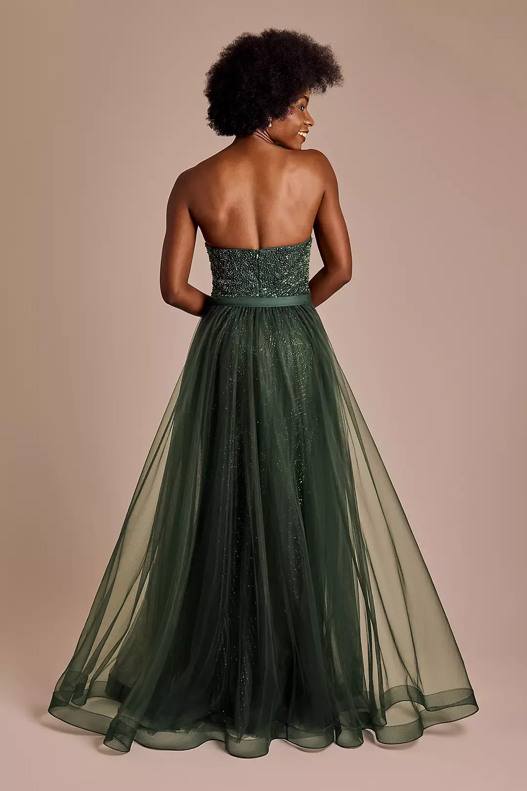 Vestido feminino personalizado com saia de lantejoulas sem alças verde escuro e estilo rabo de peixe dividido lindo e elegante vestido de noite