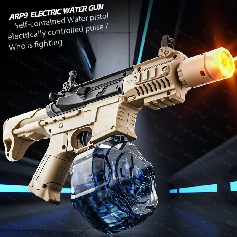 ARP9 Electric Water Gun with Simulated Flame Effect Mechanical Linkage Continuous Recoil Automatic Water Blaster Summer Toy