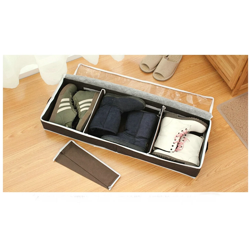 

5 Grids Segmented Shoe Boxes Organizer Non Woven Fabric Visible Shoes Storage under Bed Home Storage Solutions