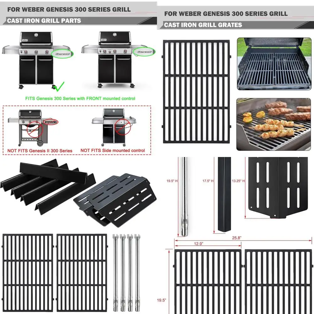 

Replacement Grill Parts for Genesis E-330 Series with 4 Burners, Flavorizer Bars, Heat Deflector, and Sear Burner