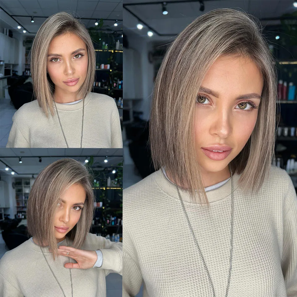 

Ash Blonde Bob 613 Wig short Wig Highlight Lace Front Half Mechanism 13*4 HD Transparent 13*6 180% and 150% Lace Frontal Wigs