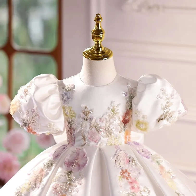 High-End-Prinzessin-Kostüm für Kinder, Klavieraufführung des Gastgebers, Geburtstag, Mädchen-Partykleider, A4685, Vestidos, Blumenmädchenkleider – Detail 7