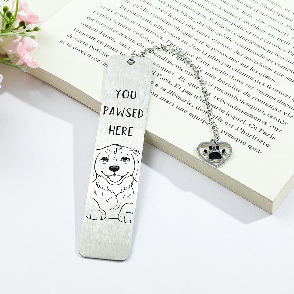 1pcs Nerdy Golden Retriever Stainless Steel Bookmark, Perfect Gift for Dog Lovers, Reading Gift For Fiction Lovers