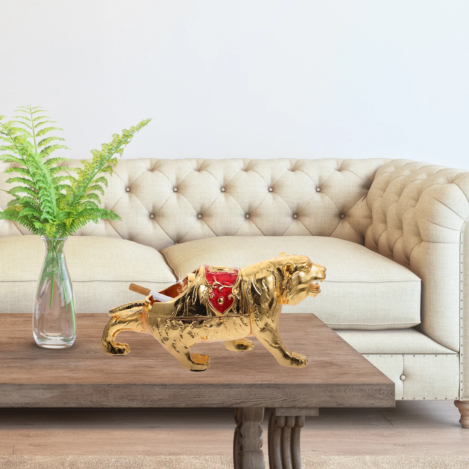 

Tiger Shaped Ashtray Zinc Alloy Material Cigarette Butt Container Lidded Indoor Desktop Unique nament Home Decor