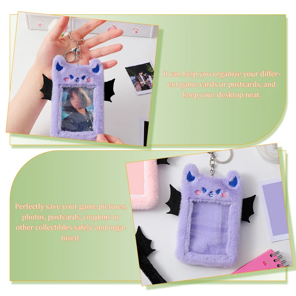 Plush Card Holder Wallets for Kids Visible Sleeve Sleeves Postcard Alloy Badge Girl