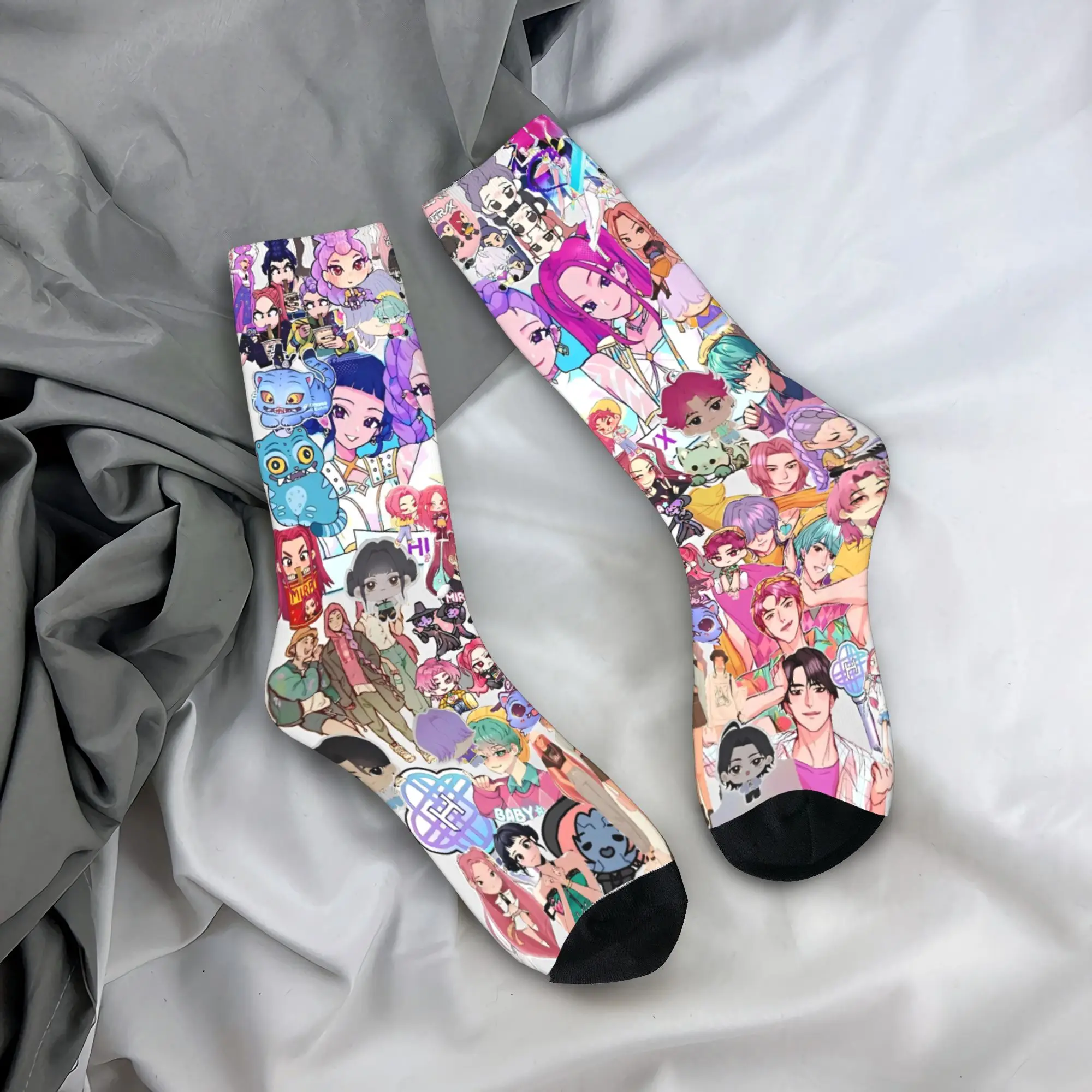 

KPop Demon Hunters золотые музыкальные носки чулки с принтом противоскользящие мужские носки унисекс качественные весенние современные спортивные носки на открытом воздухе