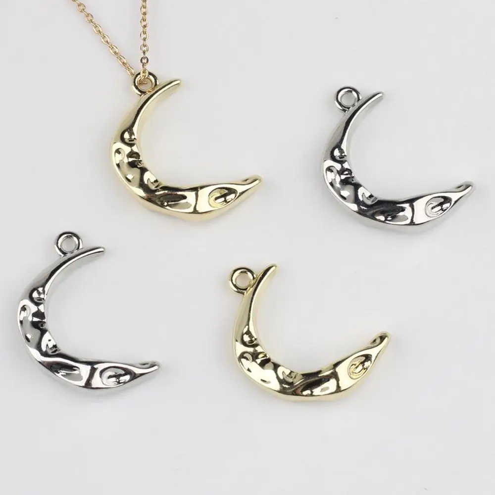 100pcs Handmade Silvery Golden Color Pendant Charms Moon Necklace Earrings Pendant Connectors Diy Jewelry Making Findings