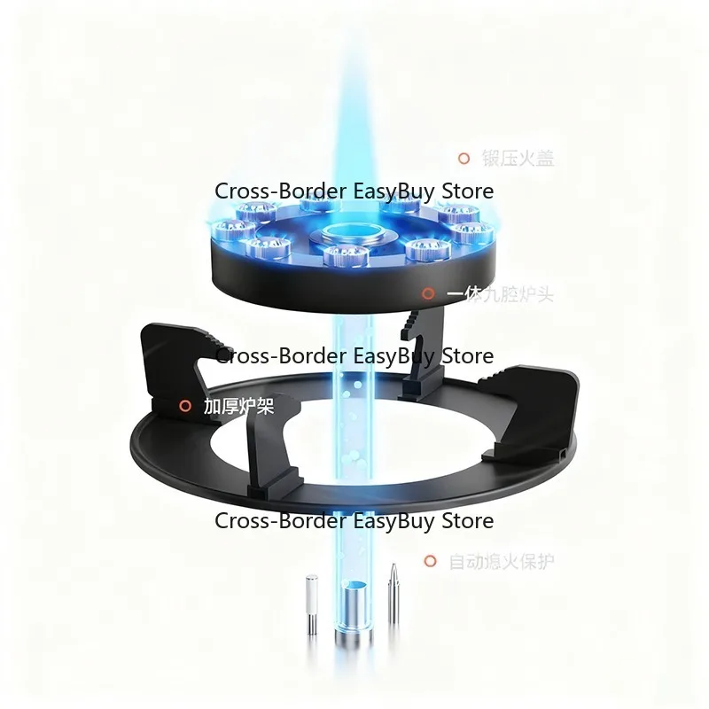 Built-in 3-Burner Gas Stove, Detachable Magic Plate High Fire Glass Cooktop Energy Saving