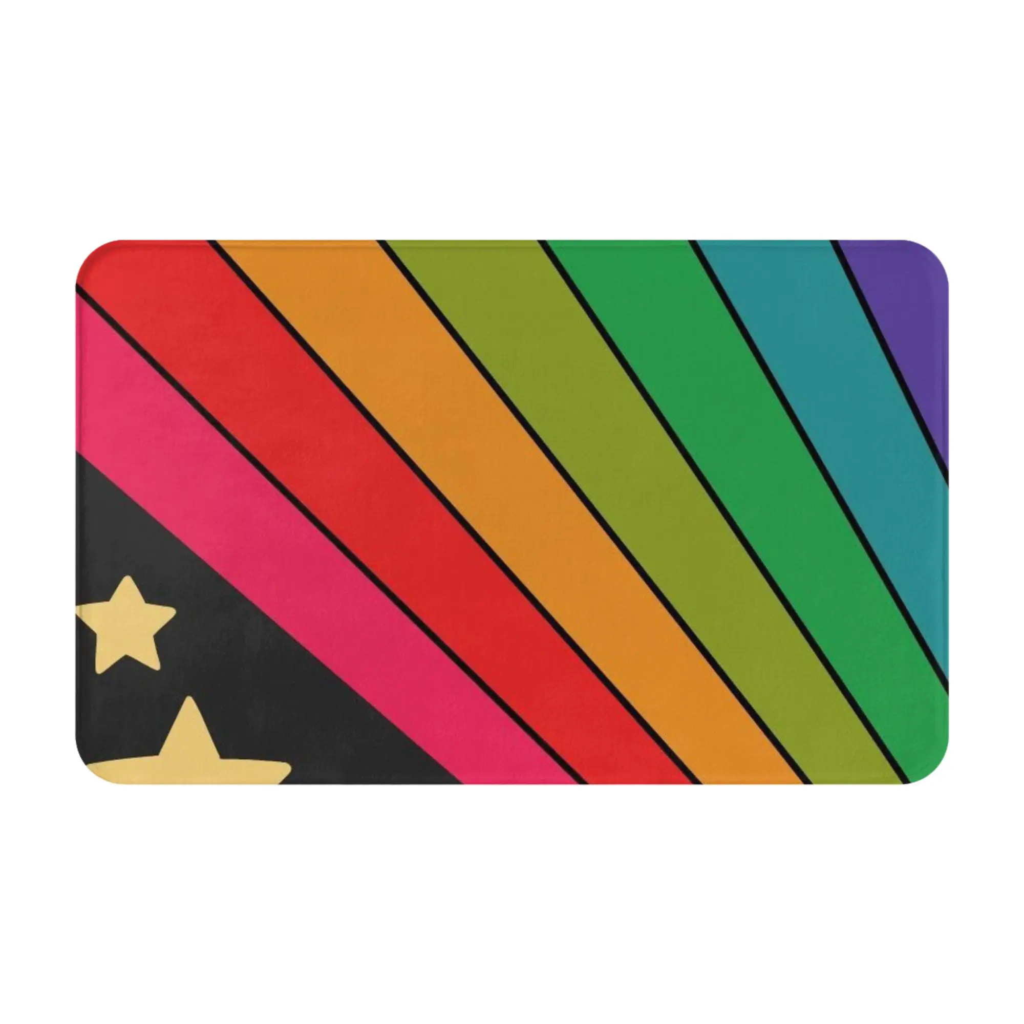 Rainbow Ray Golden Star Burst Wallpaper Non-slip Doormat Living Room Mat  Welcome ModernDecor