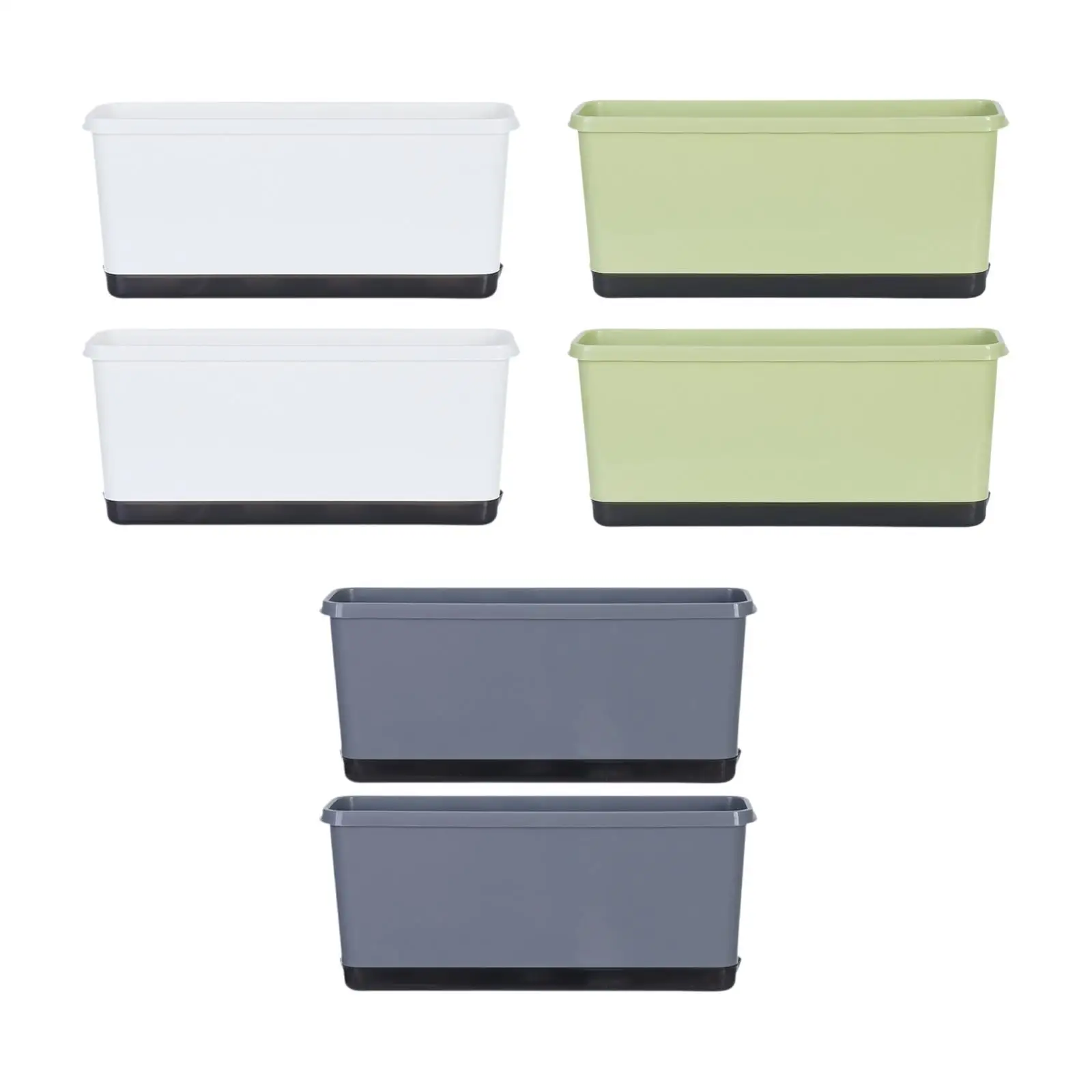 2Pcs Window Box Planter Flower Pot with Absorbent Cotton Rope Multipurpose with Drainage Holes for Living Room Lightweight