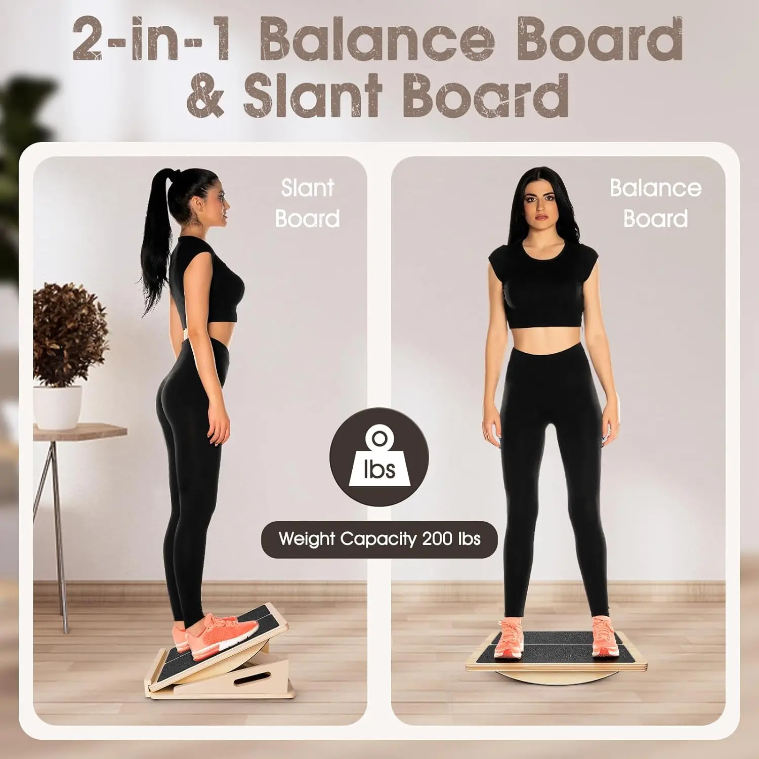 2-in-1 Wooden 4-Level Incline Balance Slant Board Calf Stretcher 2026