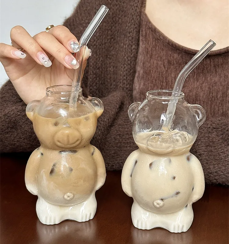 320ml Bear Glass Cups Coffee Latte Cup Creative Cute Heat-resistant Glass Suitable for Birthday Gifts Bar Accessories