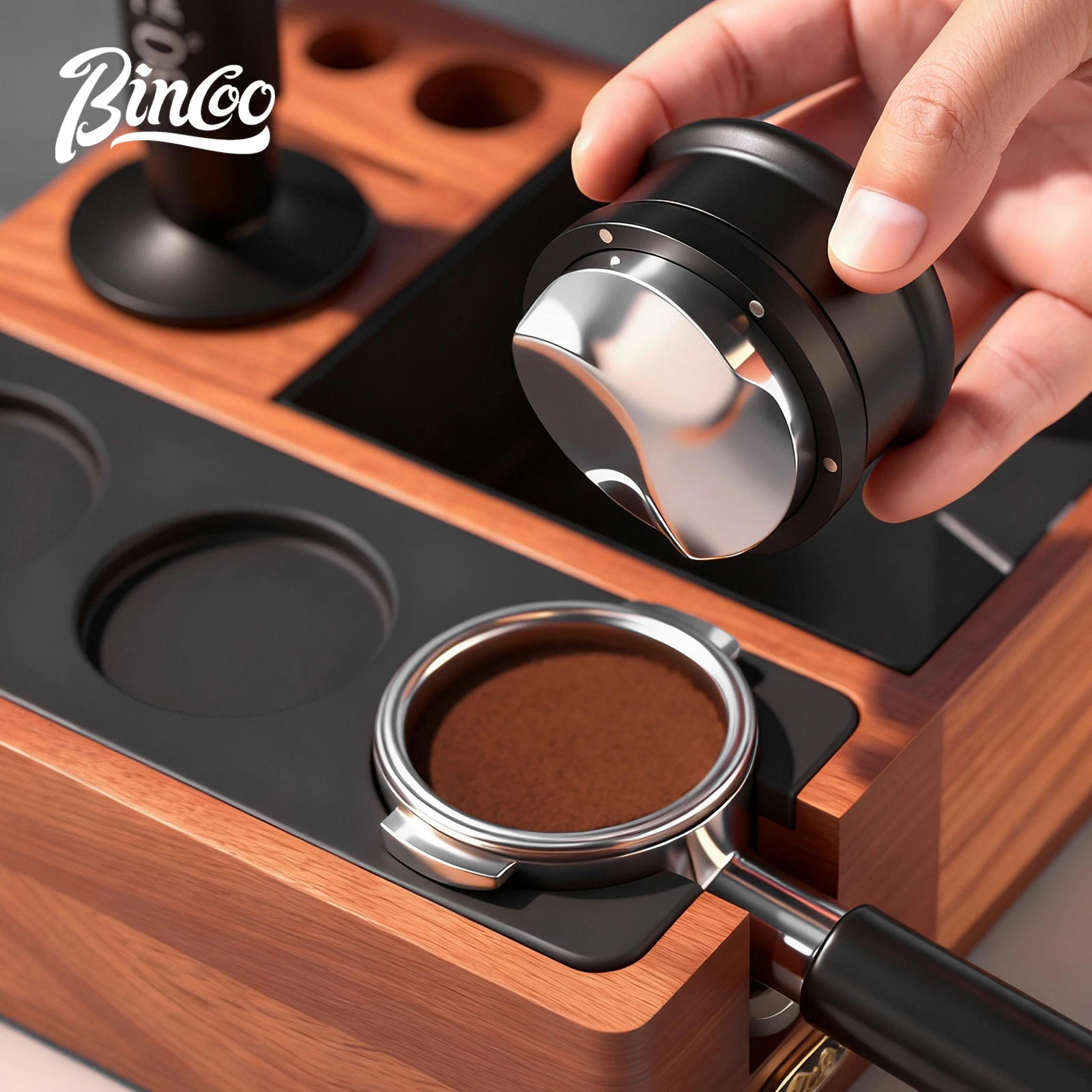 Bincoo Professional Self Gravity Coffee Distributor Magnetic 58mm Base 6 Hidden Magnets Easy Alignment Aluminum SUS304 Finish