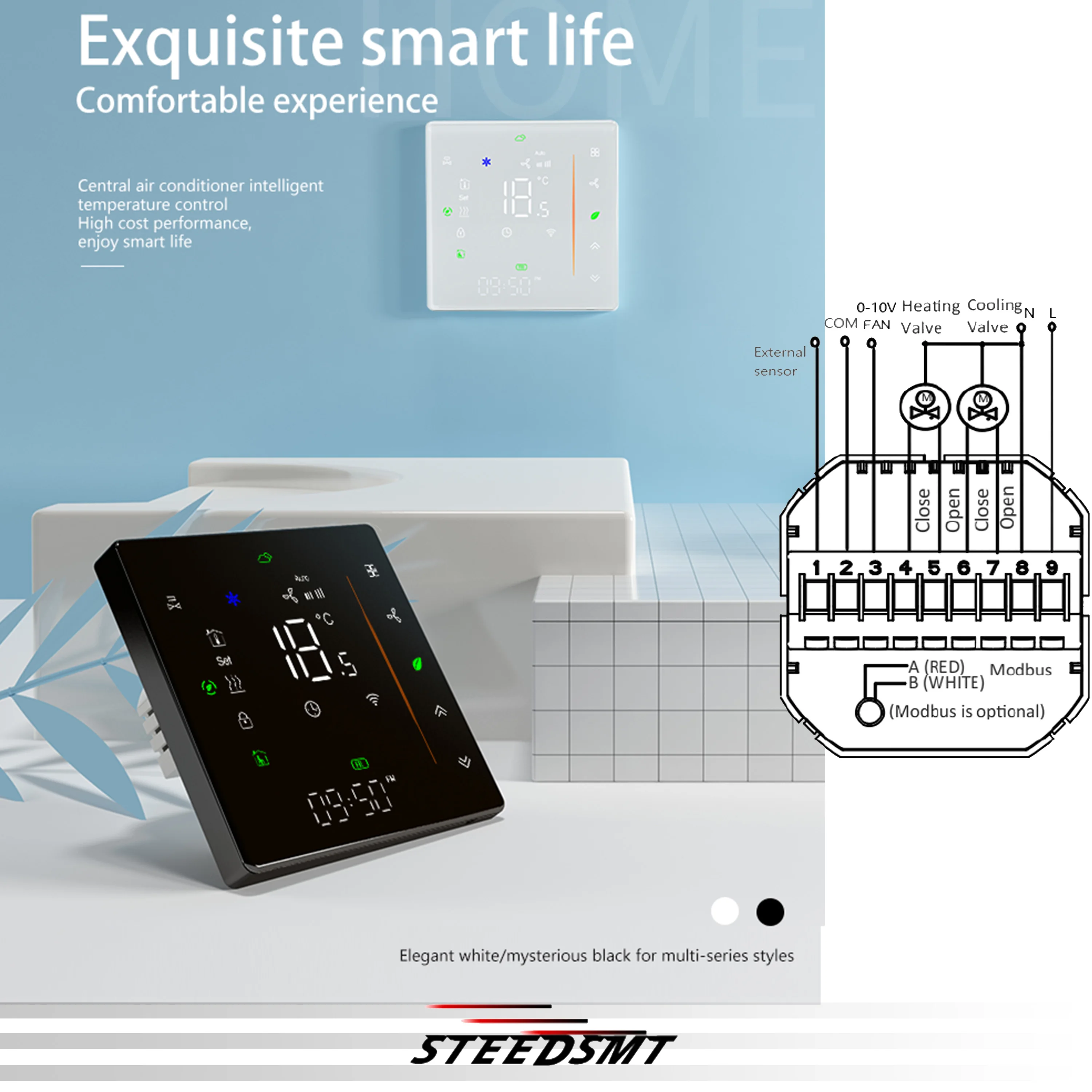 

Двойной сенсорный термостат EC 0-10 В для 4P 2P, совместимый с клапаном NCNO, WIFI, интеллектуальная катушка вентилятора, регулировка температуры 24 В 220 В