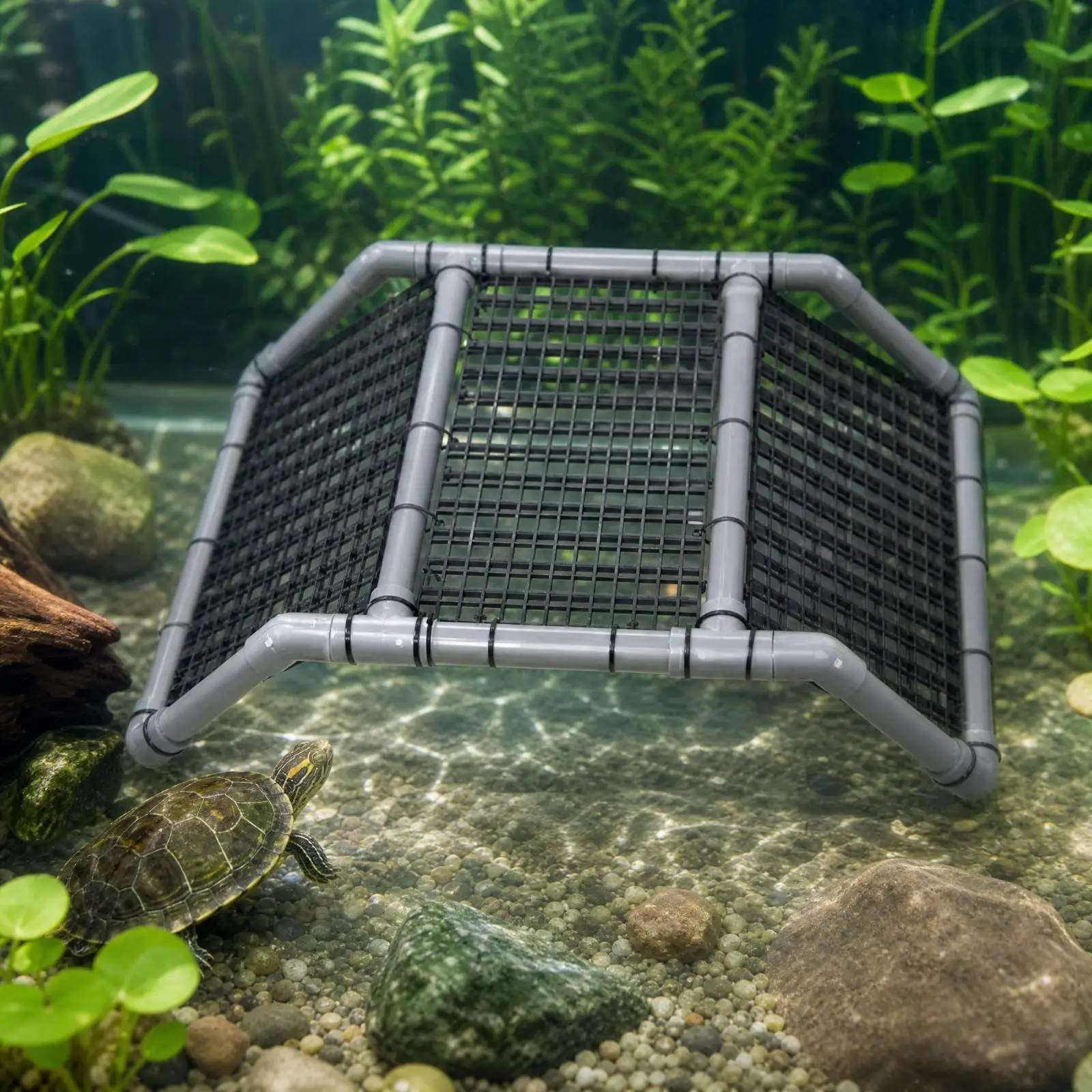 Stainless Steel Turtle Basking Base Rustproof Turtle Basking Base with Ramp Stable Aquarium Decor for Fish Aquariums