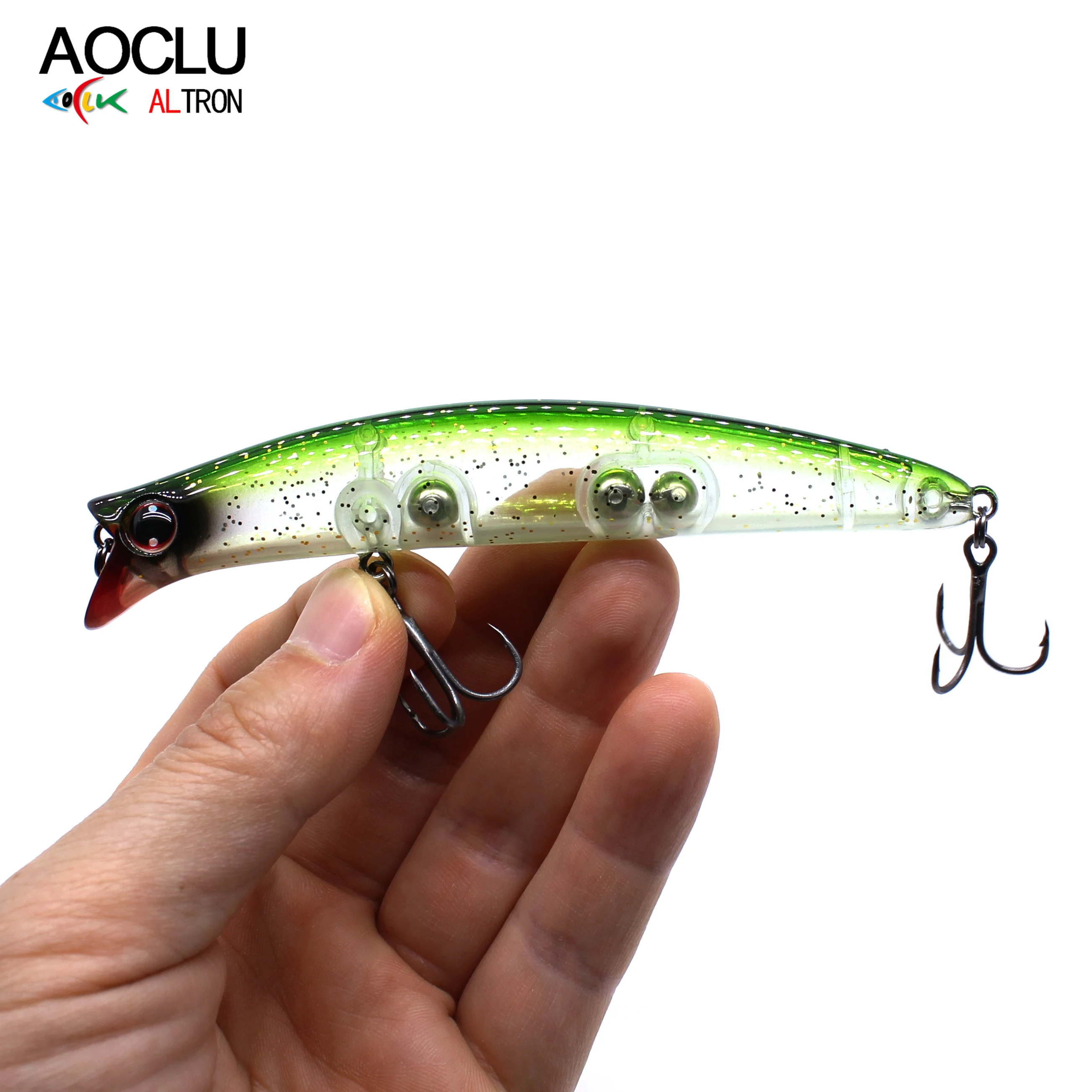 Aoclu schwimmender Wobbler 110mm 14,8g 90mm 13g Rassel harter Köder Hybrid Minnow Köder für das Angeln an Land Strand boot Rock Bass Forellen