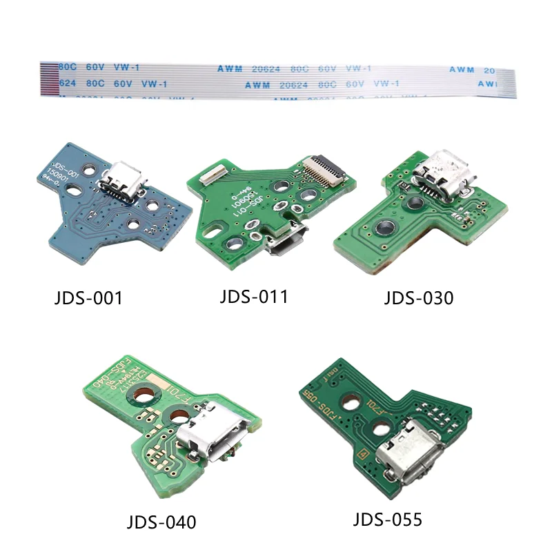 USB Charging Port Socket Circuit Board For 12Pin JDS 011 030 040 055 14Pin 001 Connector For PS4 Controller