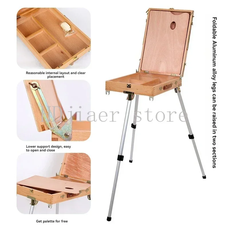 

Hot Sale Lightweight Portable Outdoor Sketching Easel – Aluminum Alloy Legs, Art Easel with Hand Box for Oil Painting