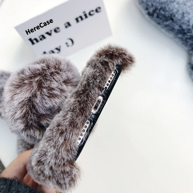 Fluffy Rabbit Fur Silicone Plush cover For Xiaomi Redmi Note 11 Note 10 Pro Redmi note 9S 8 7 6 5 Pro Note 4X  Redmi 9T 10X Case