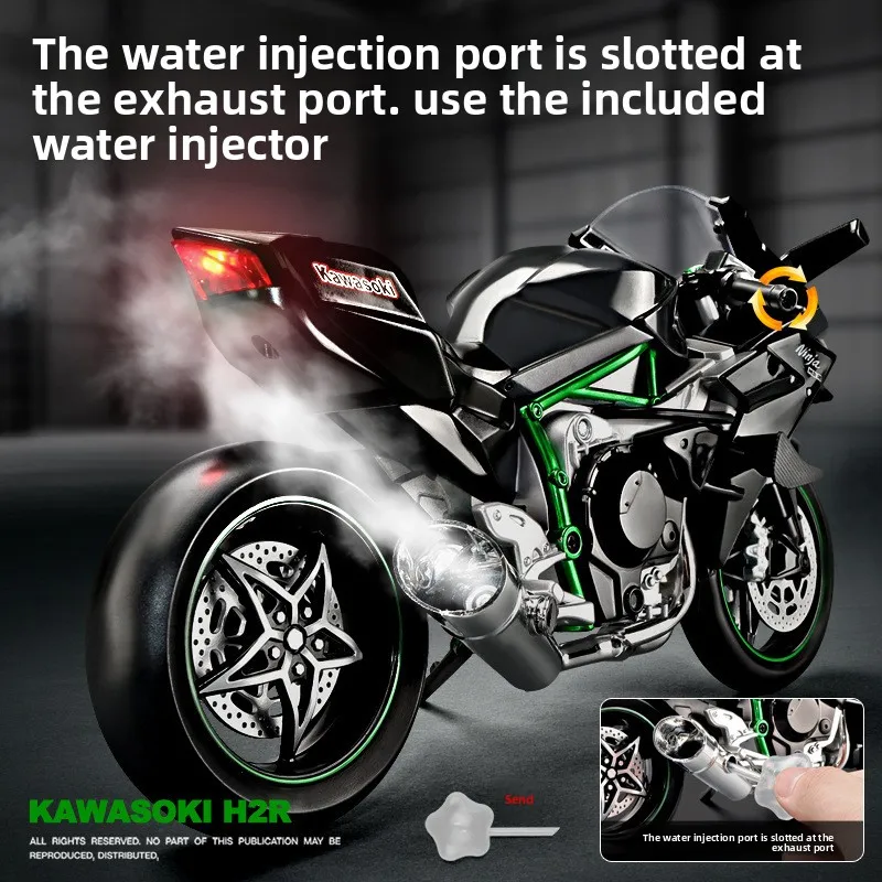 1:9 spray Kawasaki h2r motorcycle model toy simulation alloy locomotive model collection car