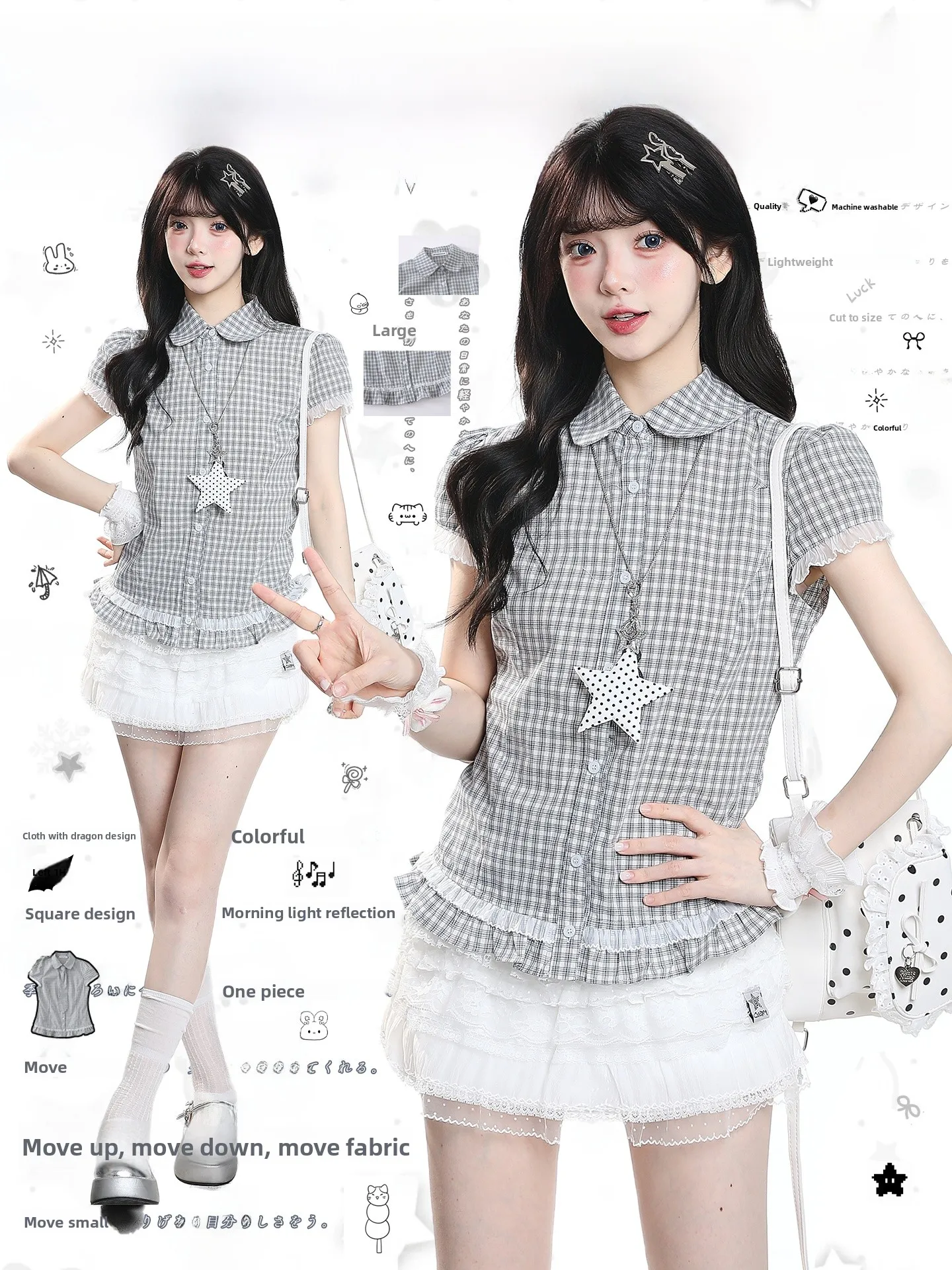Retro American Striped Turn-down Collar Short Sleeve Shirt Women Summer Beautiful Waist-cinching Slimming Unique Super Good-l...
