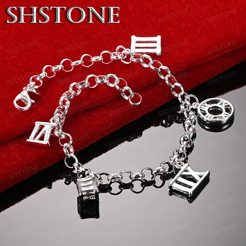 Exquisite Design 925 Sterling Silver Roman Numeral Pendant Bracelet Valentine's Accessories Fashion Women Wedding Party Jewelry